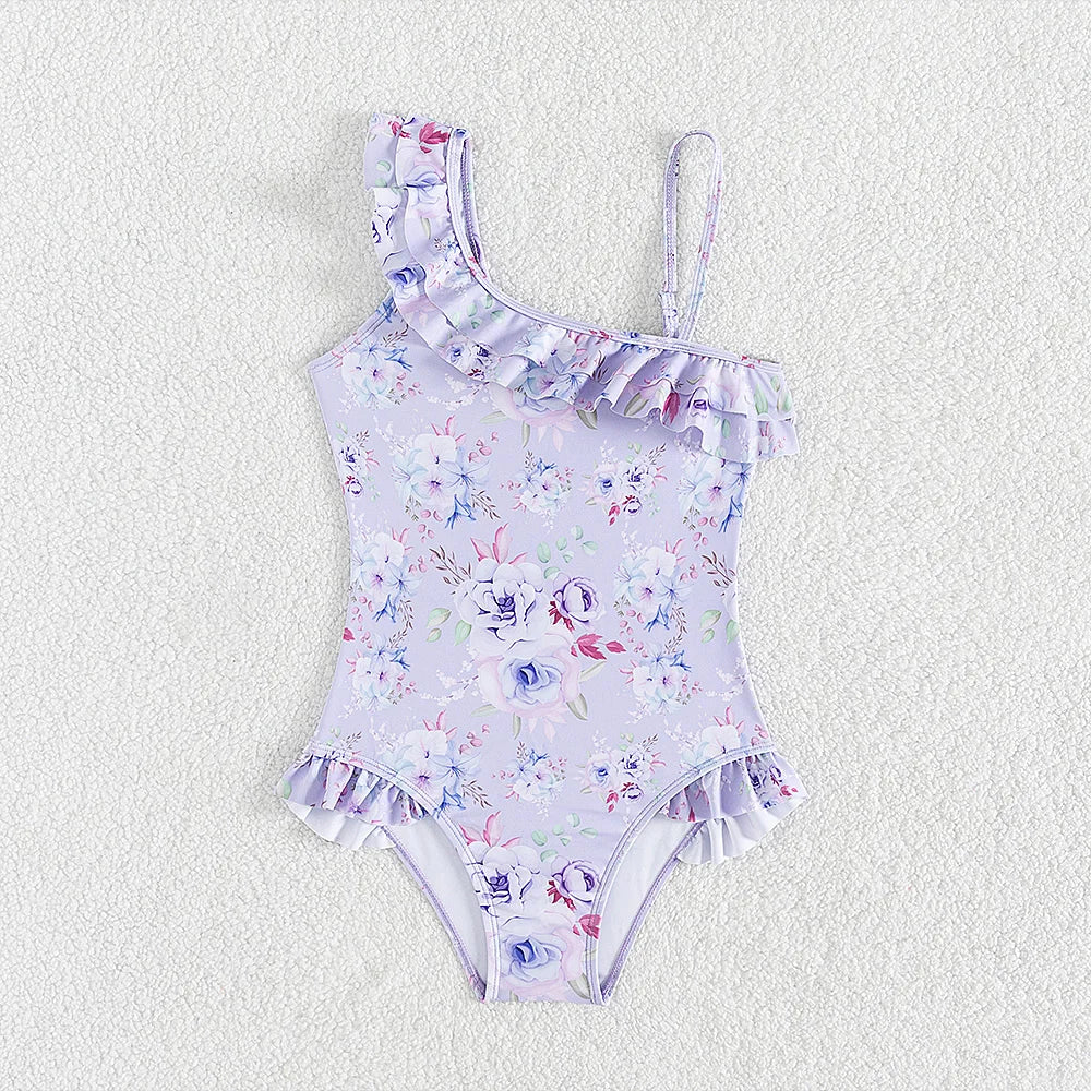 Traje de Baño Floral con Volantes para Niña