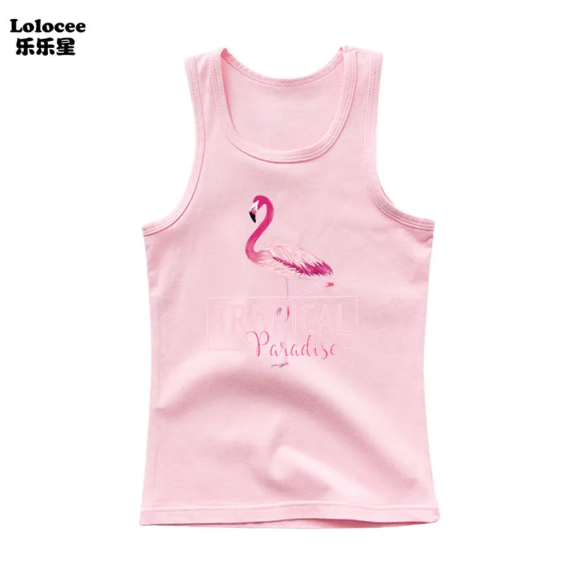 Camiseta de Algodón sin Mangas con Estampado de Búho para Niña