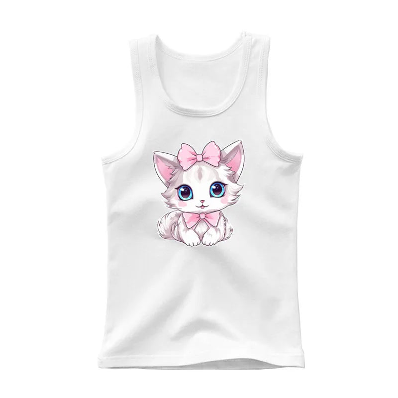 Camiseta de Algodón sin Mangas con Estampado de Búho para Niña