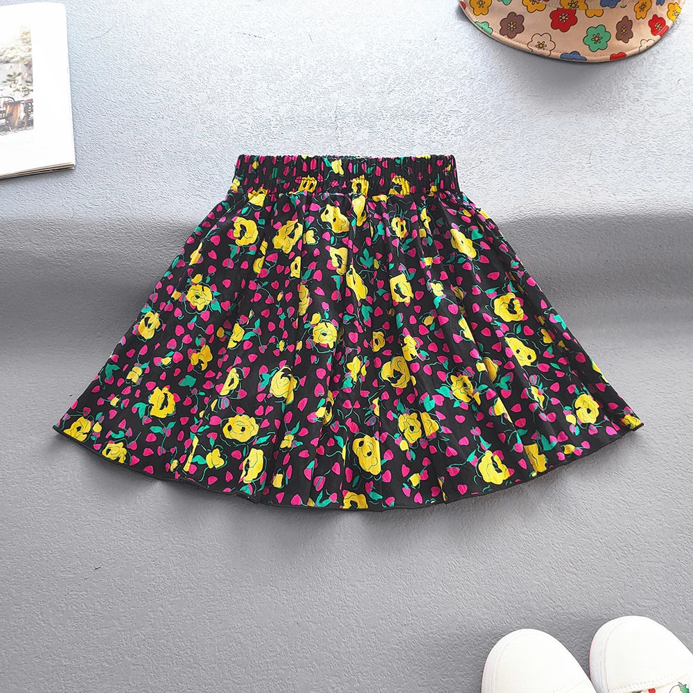 Falda Infantil de Algodón con Estampado Floral