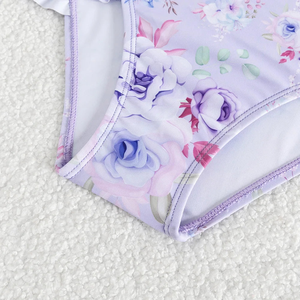 Traje de Baño Floral con Volantes para Niña