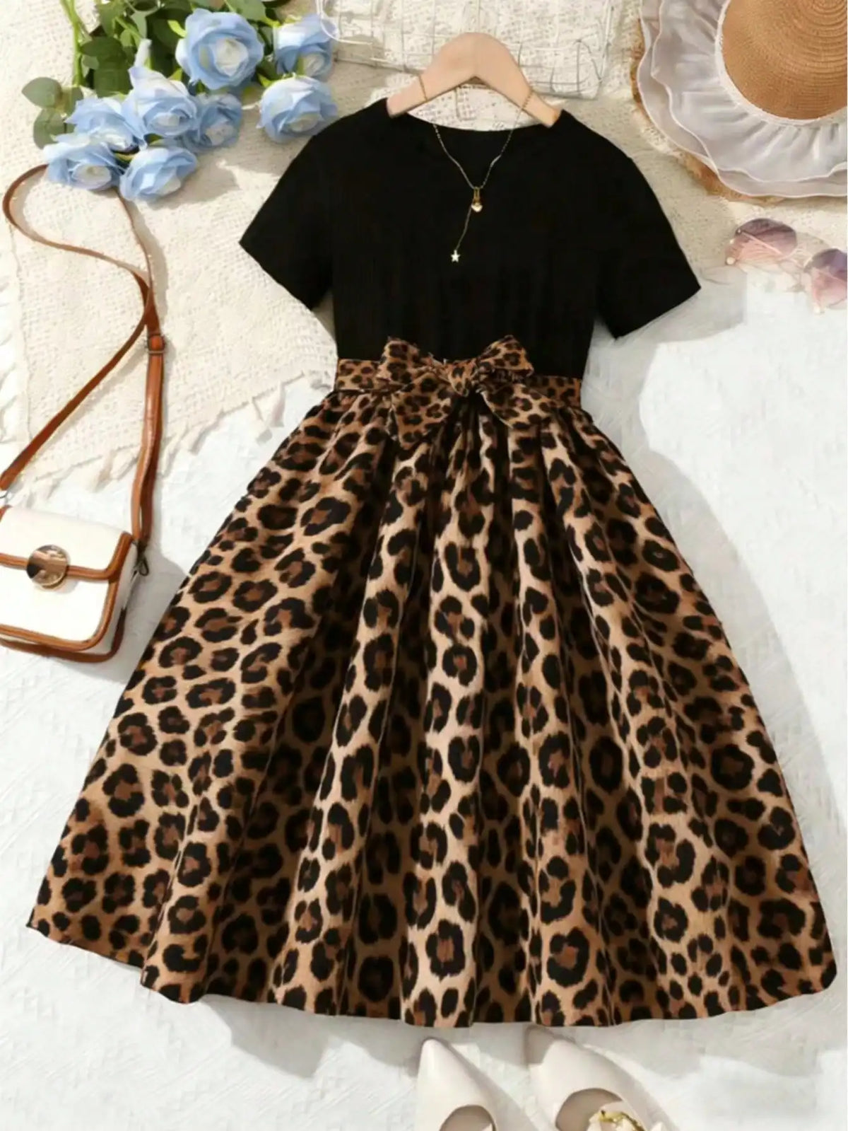 Girl's Short-Sleeved Floral Dress