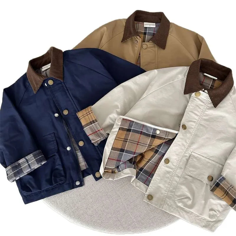 Chaqueta Infantil Casual con Cuello Clásico para Niño