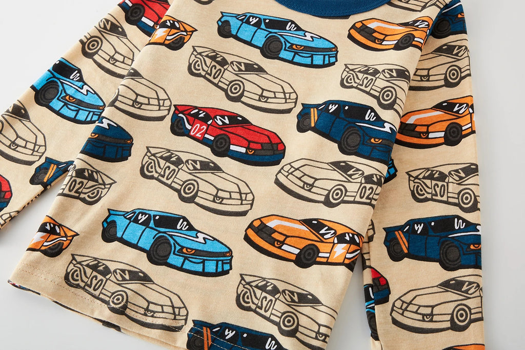 Pijama Infantil de Algodón con Estampado de Autos