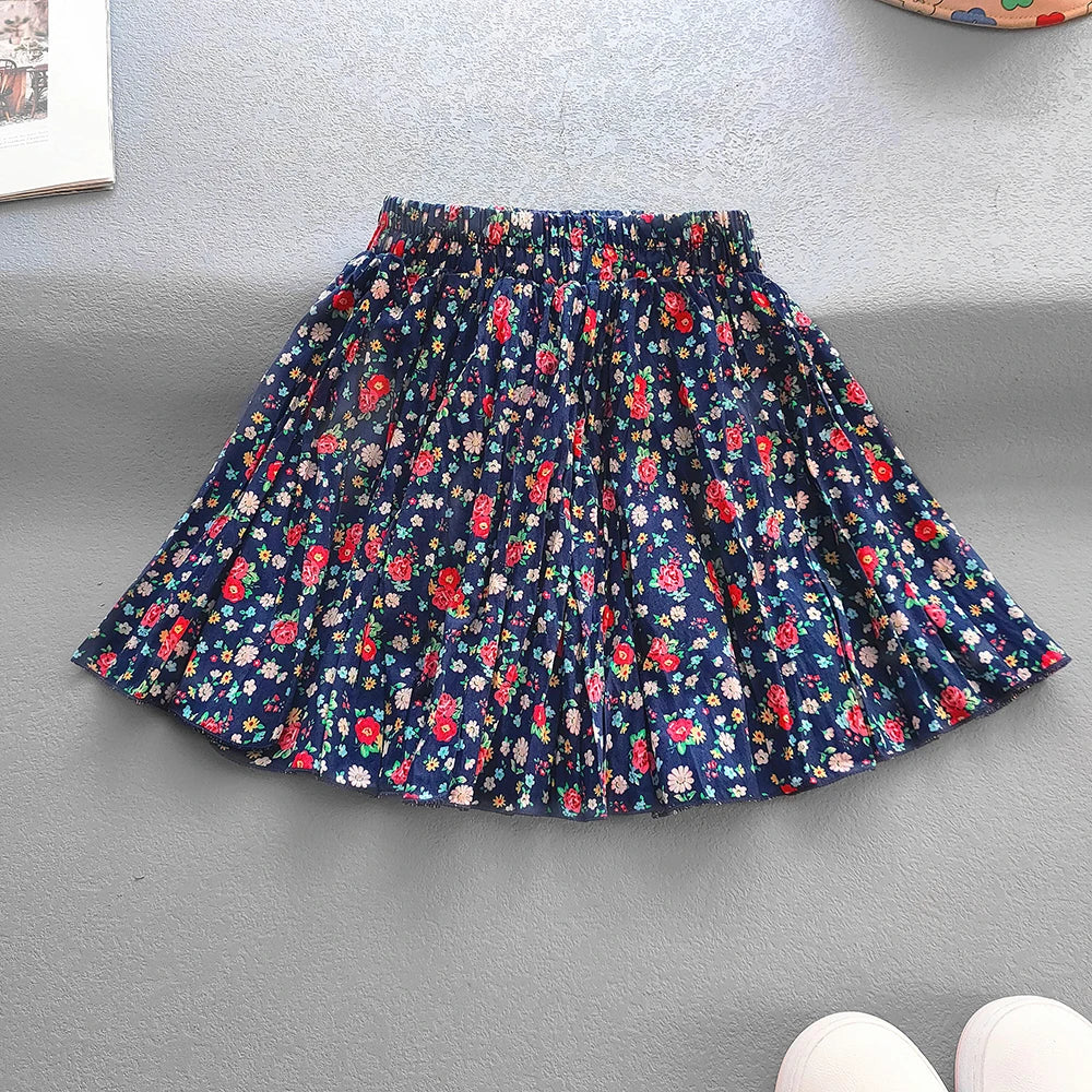 Falda Infantil de Algodón con Estampado Floral