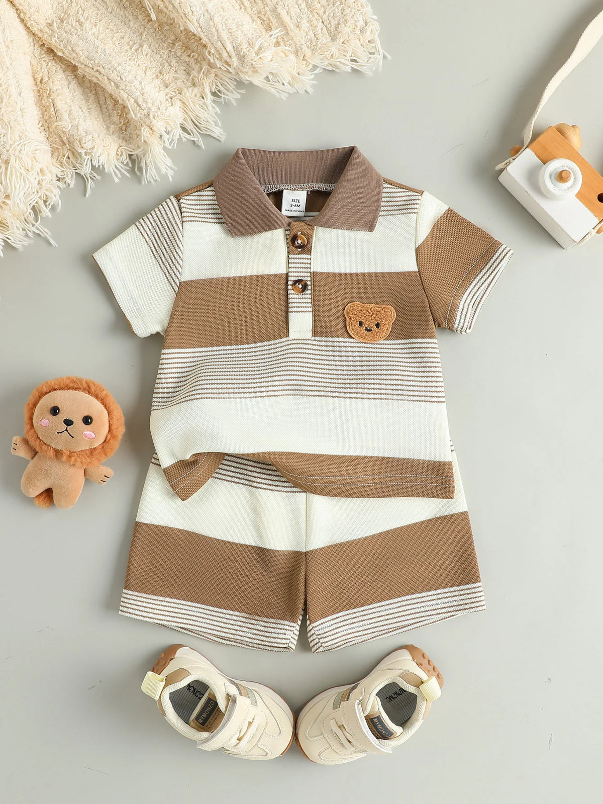 Conjunto de verano a rayas para bebé niño