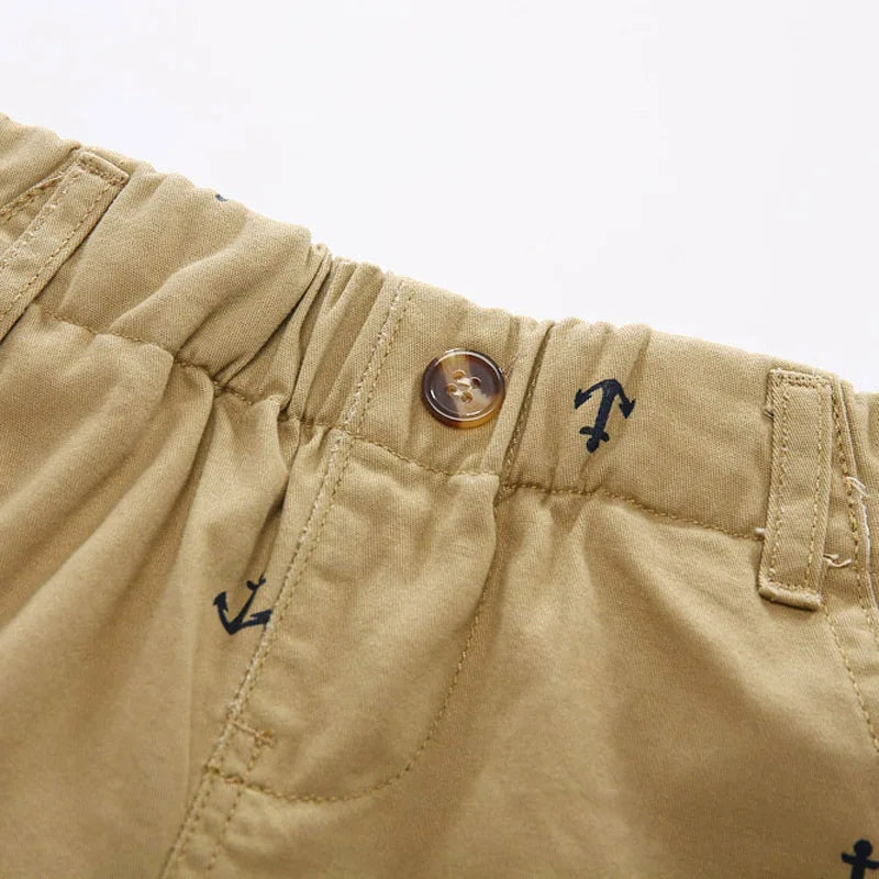 Short Infantil de Algodón con Estampado de Anclas para Niño