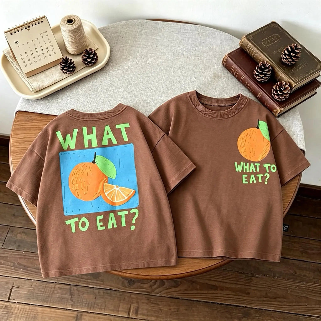 Camiseta de Manga Corta Infantil con Estampado Doble Cara
