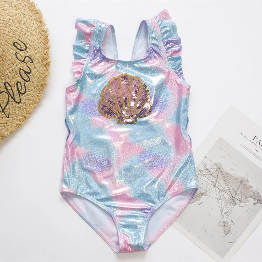 Maillot de bain une pièce pour fille avec détail coquillage