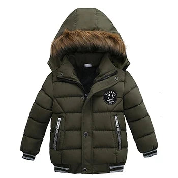 Chaqueta Infantil de Invierno con Capucha y Estampado para Niño