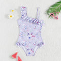 Traje de baño floral con volantes para niña