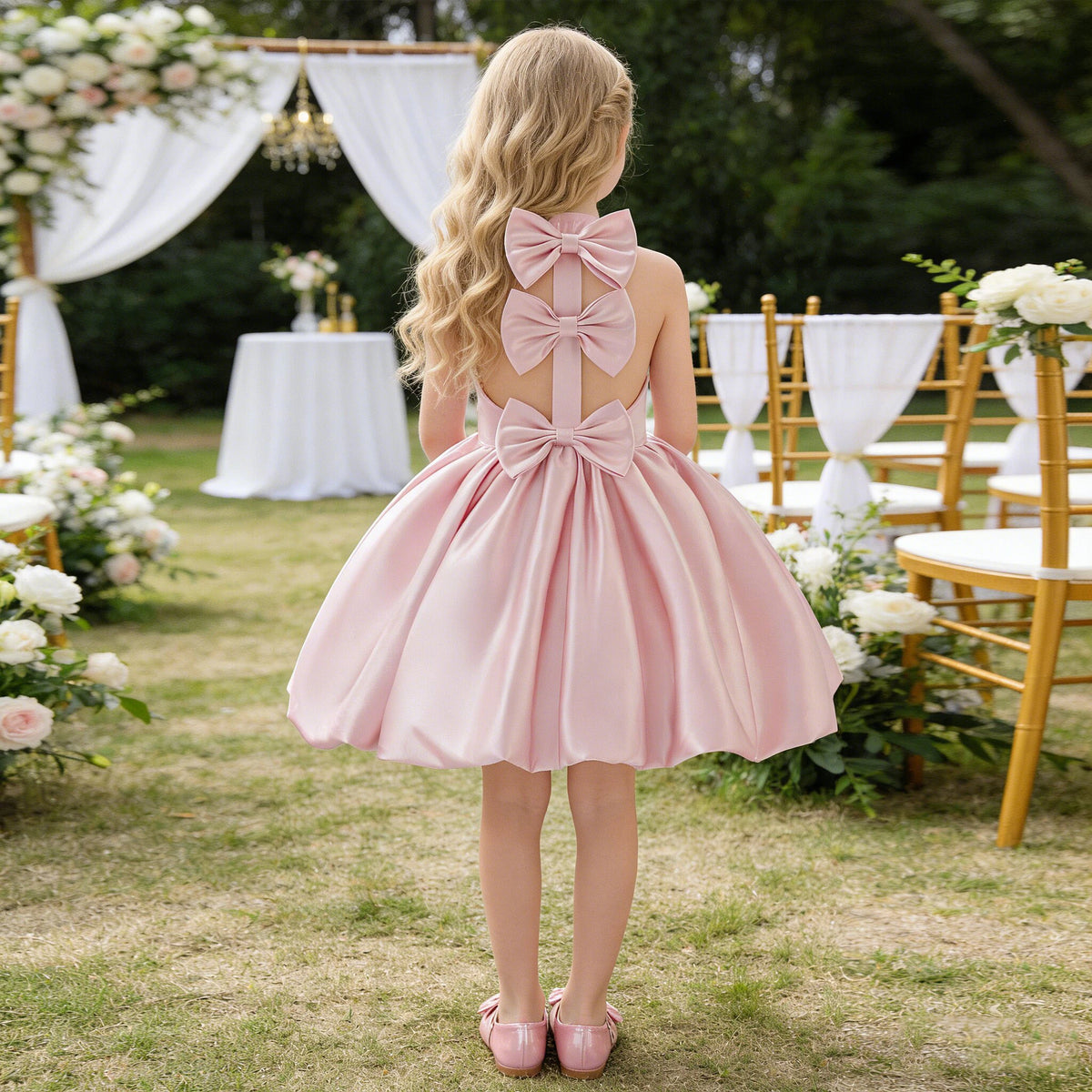 Vestido de Ceremonia Infantil con Lazo