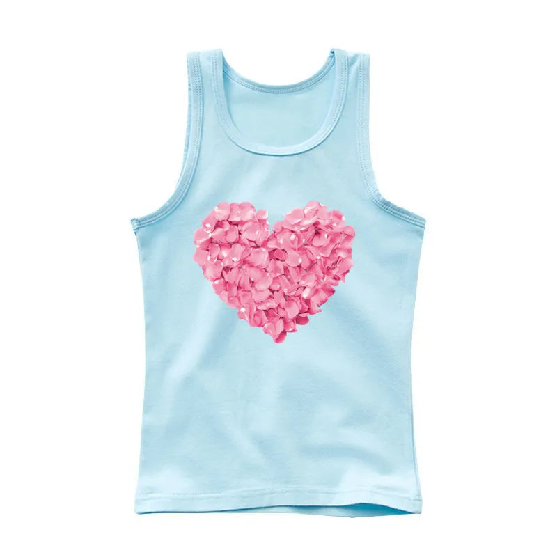 Camiseta de Algodón sin Mangas con Estampado de Búho para Niña