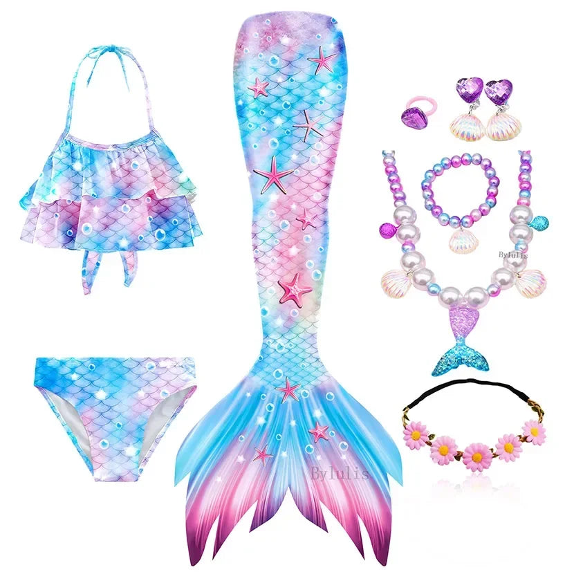 Disfraz Infantil de Sirena con Cola y Accesorios