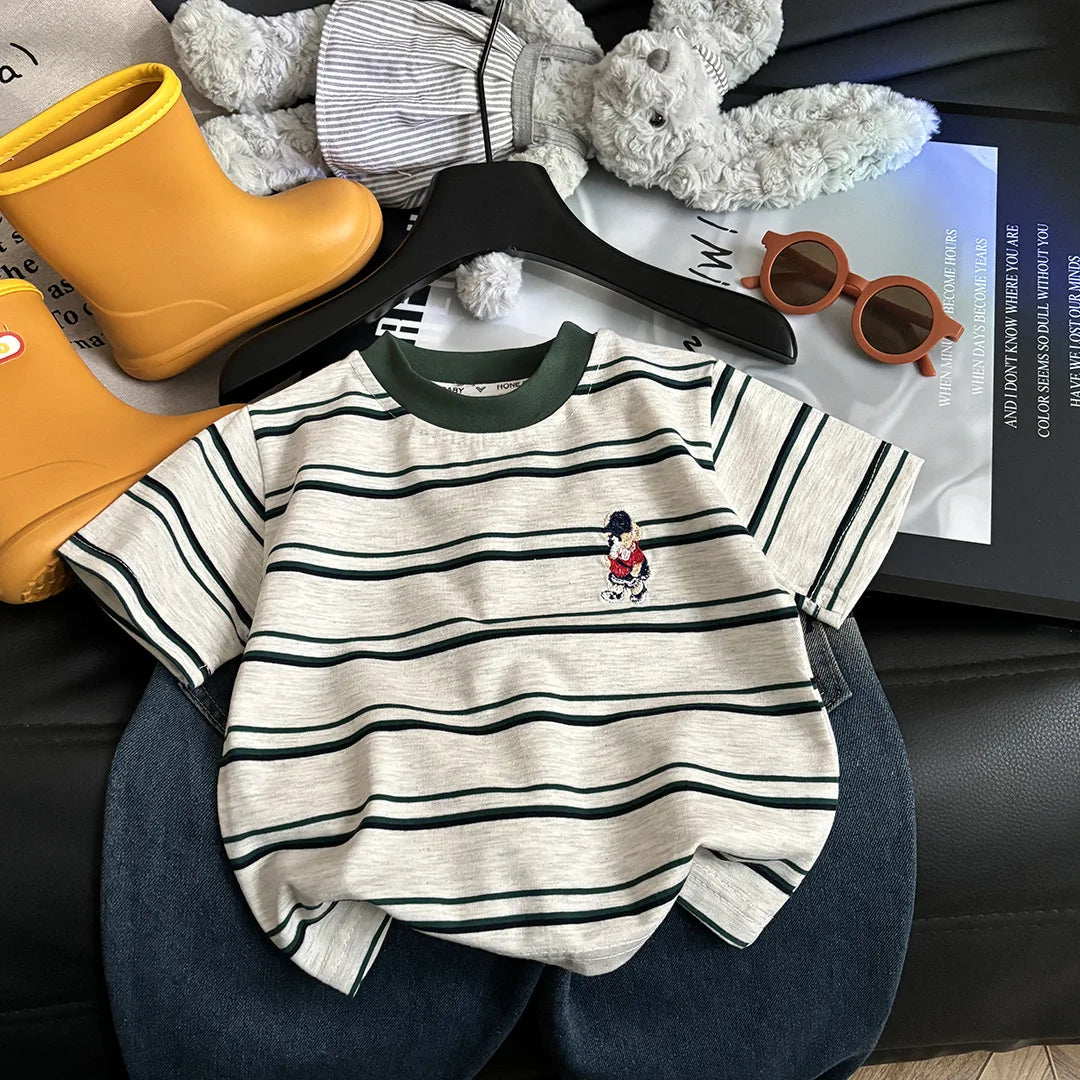 Camiseta Infantil de Manga Corta a Rayas