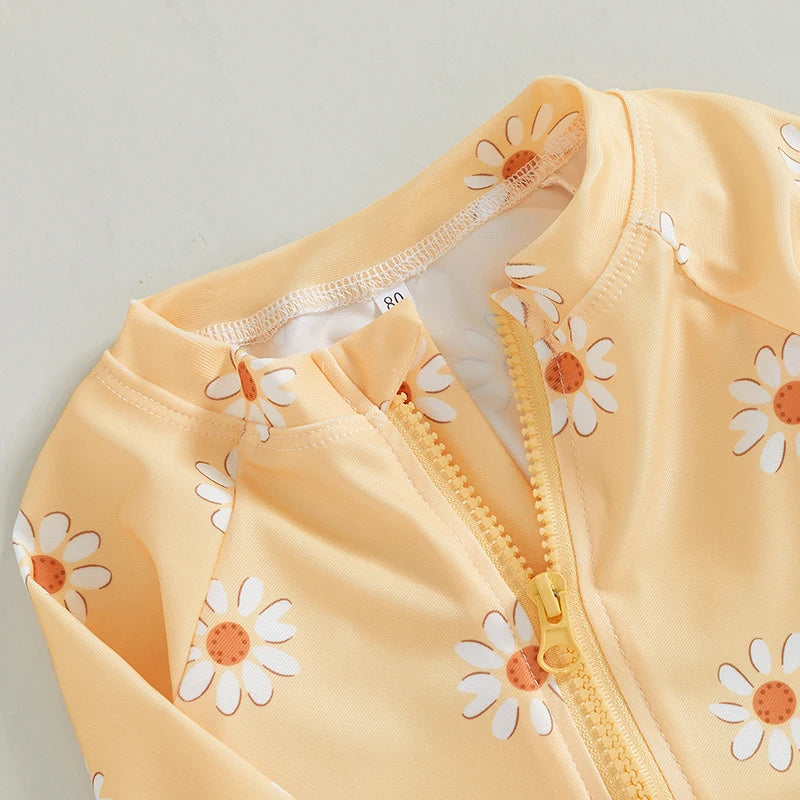 Maillot de bain à manches longues avec bonnet pour bébé fille