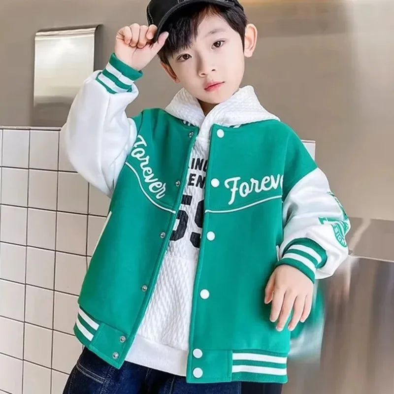 Veste décontractée à imprimé lettres pour enfant garçon