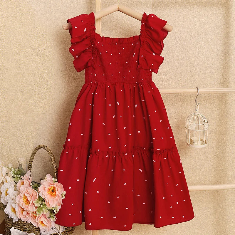Girl's Polka Dot Lace Summer Dress