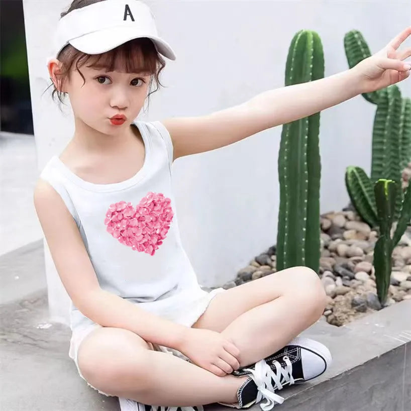 Camiseta de Algodón sin Mangas con Estampado de Búho para Niña
