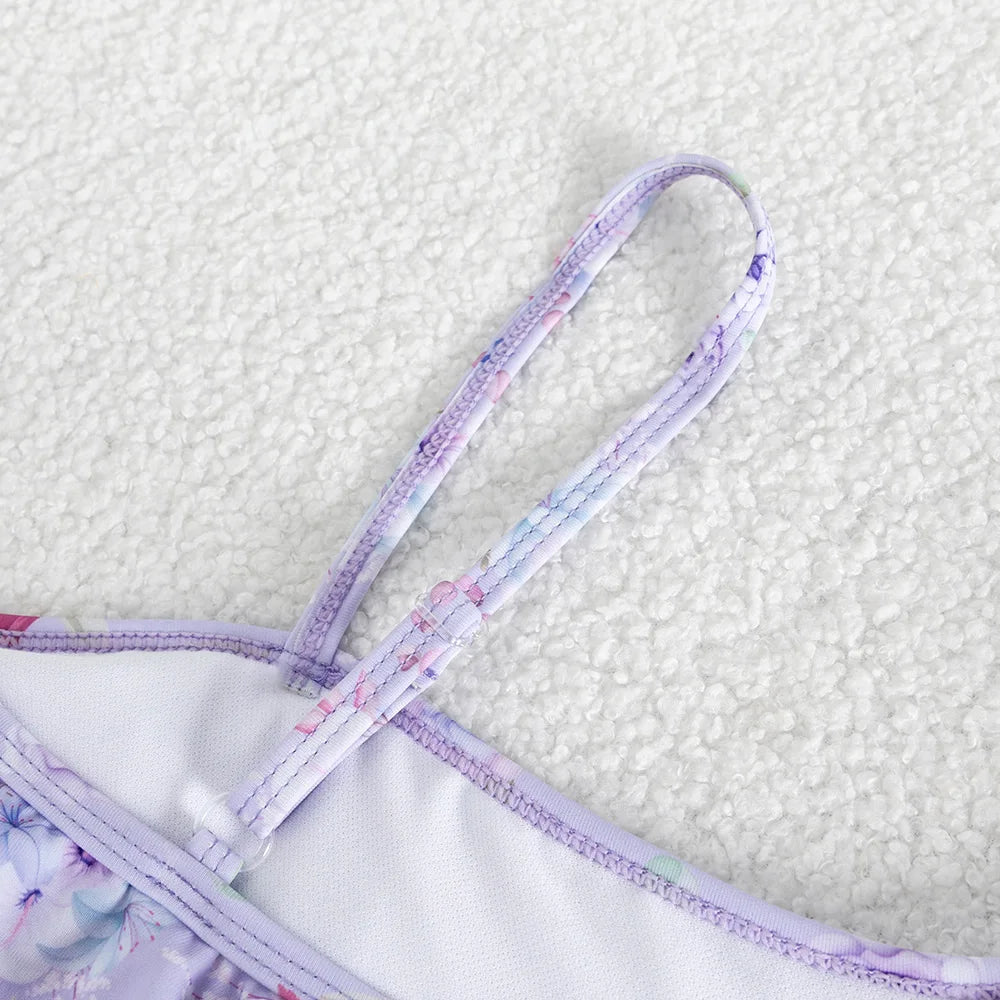 Traje de Baño Floral con Volantes para Niña
