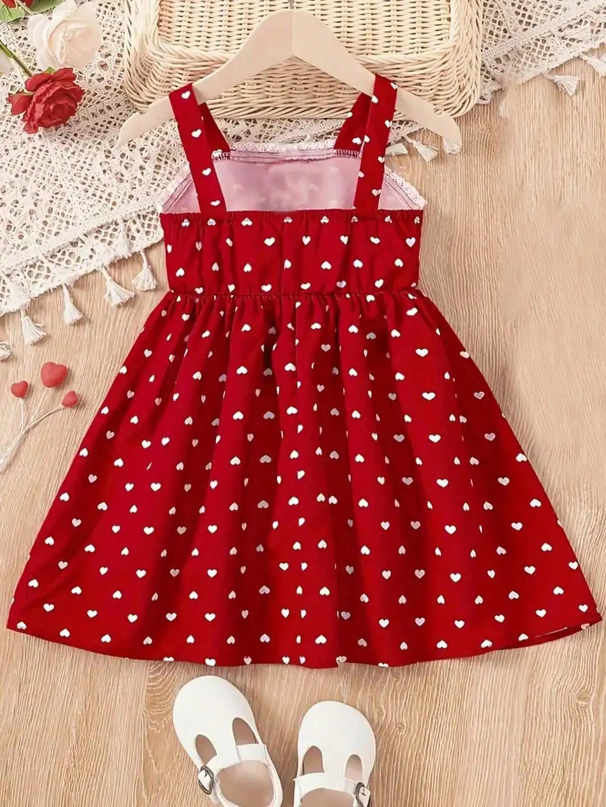 Girls' Summer Dress with Heart Print