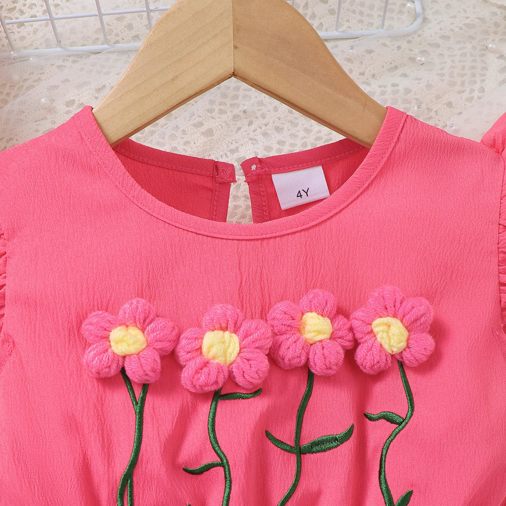 Robe d'été florale avec mini-sac à main pour fille