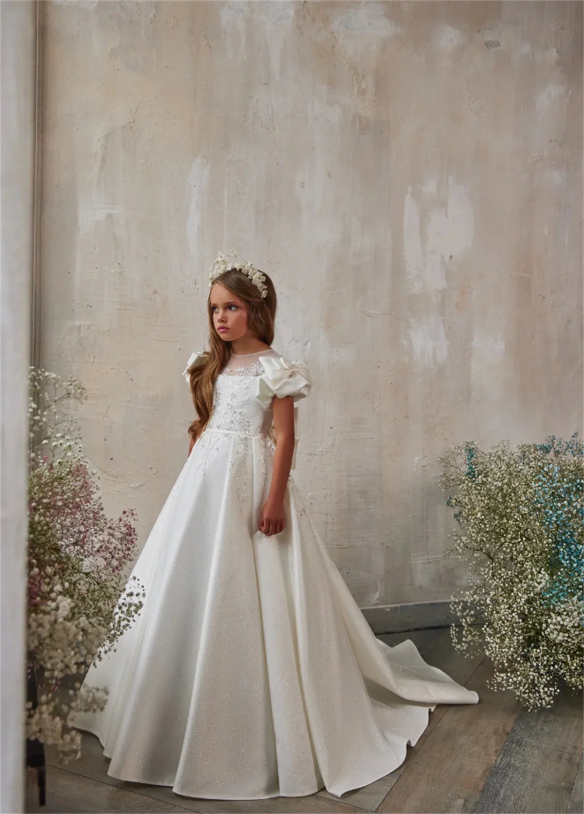 Vestido Largo de Ceremonia Infantil en Satén