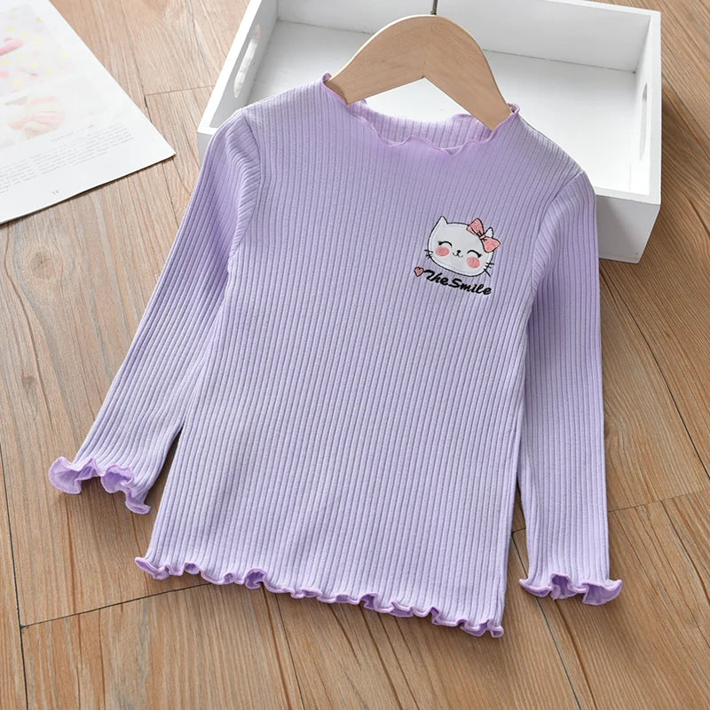 Camiseta Infantil de Algodón de Manga Larga para Niña