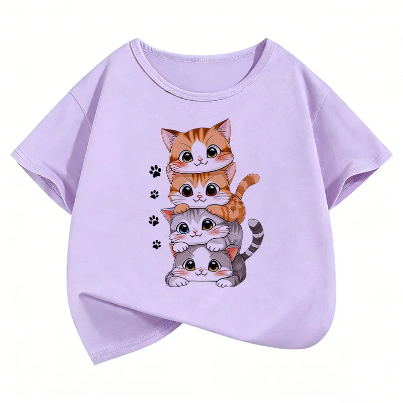 Camiseta Infantil con Estampado de Gatito