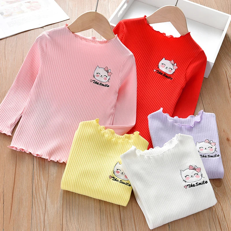 Camiseta Infantil de Algodón de Manga Larga para Niña