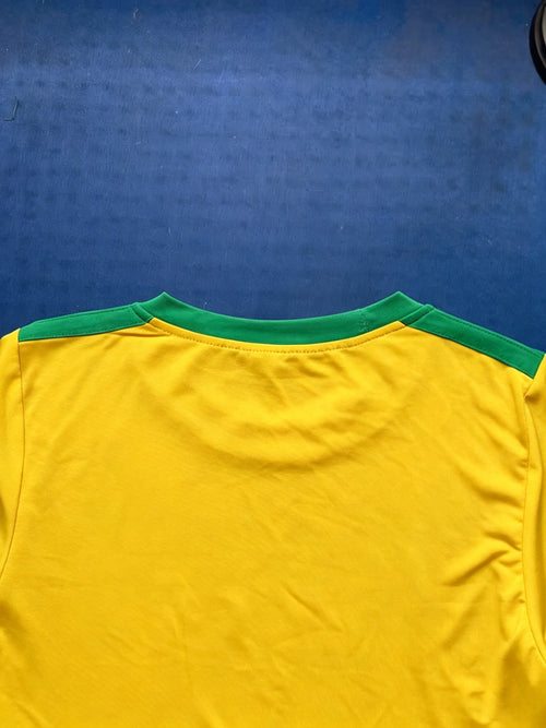 Women Summer Brazil Soccer Crop T-Shirt, Bold Letter & Number Graphic, Soft Casual Daily Tee