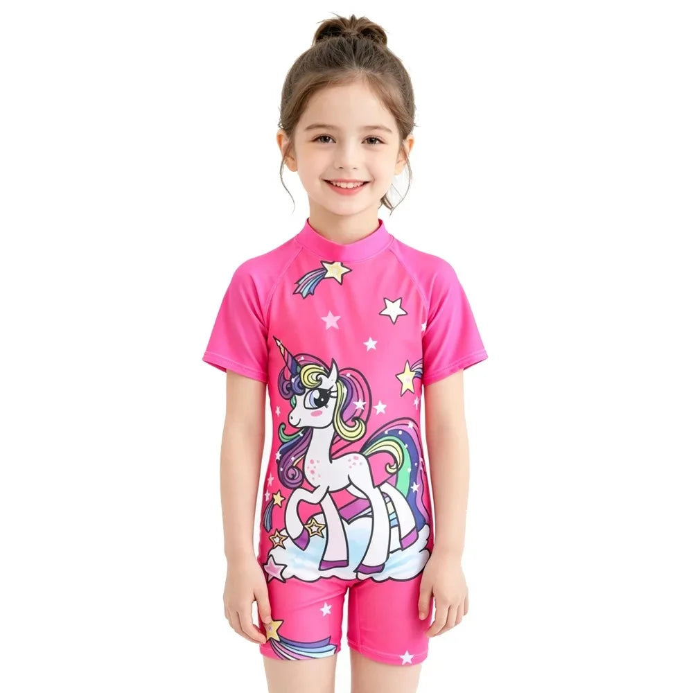 Traje de Baño Infantil con Estampado de Tiburón y Pingüino
