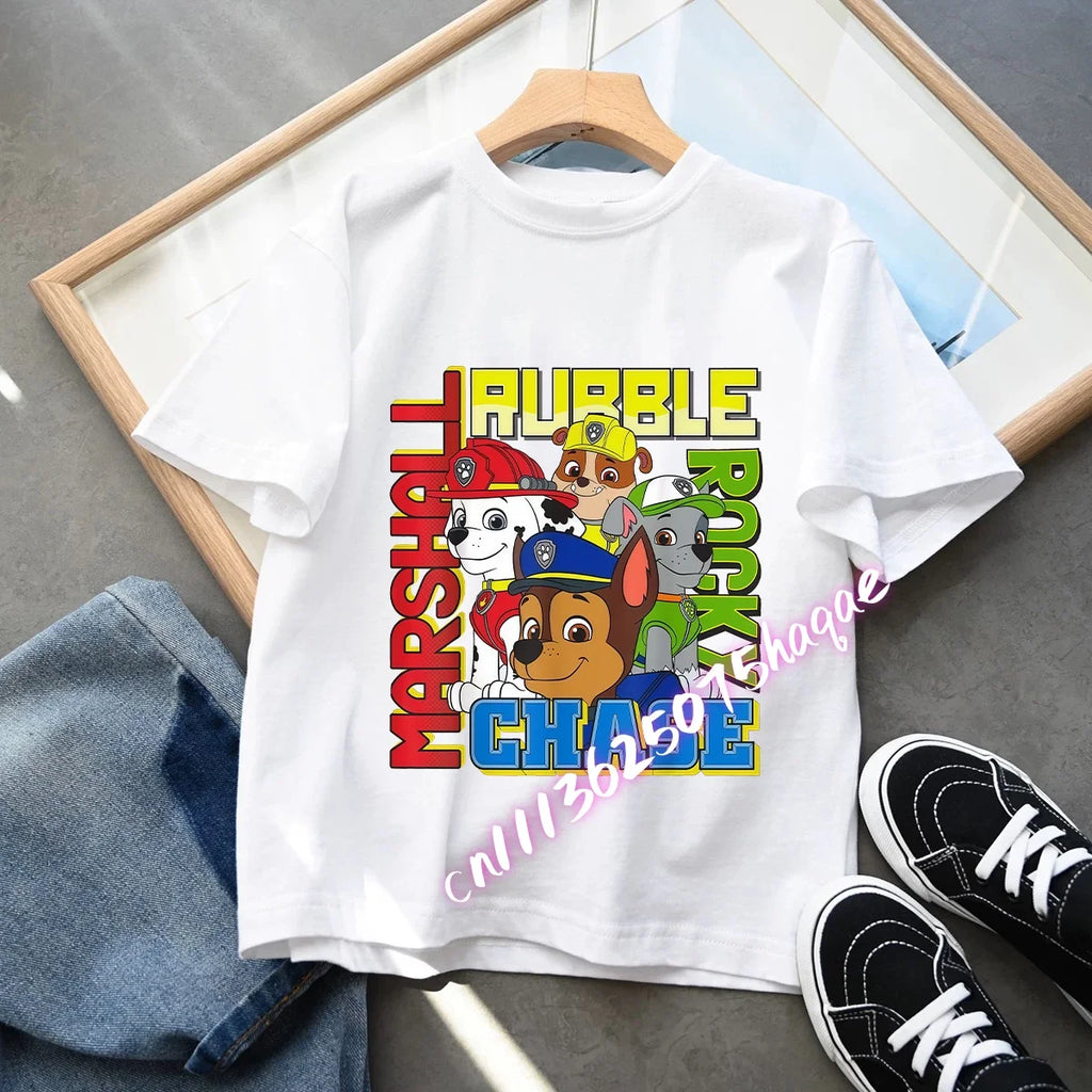 Camiseta Infantil Estampada de Perritos Aventureros