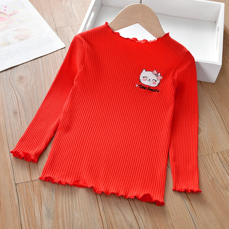 Camiseta Infantil de Algodón de Manga Larga para Niña
