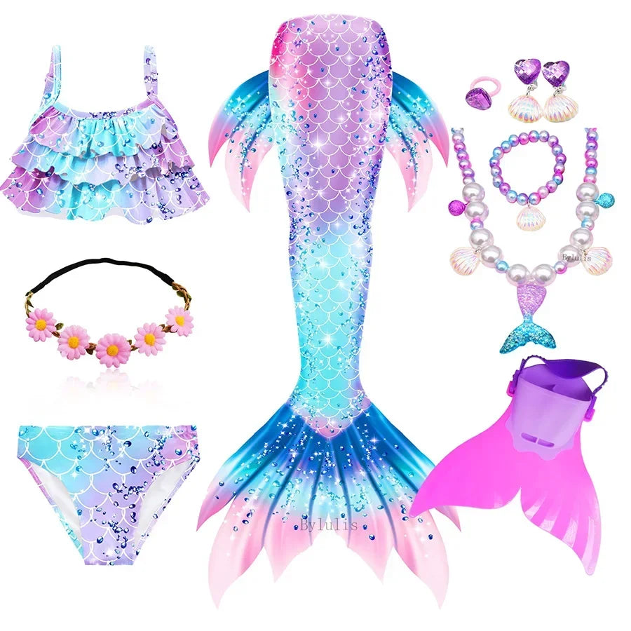 Disfraz Infantil de Sirena con Cola y Accesorios