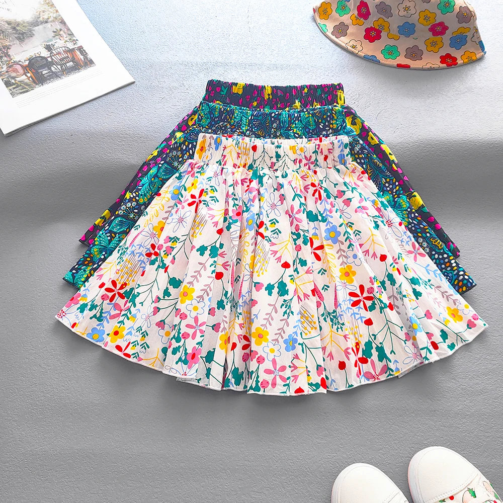 Falda Infantil de Algodón con Estampado Floral
