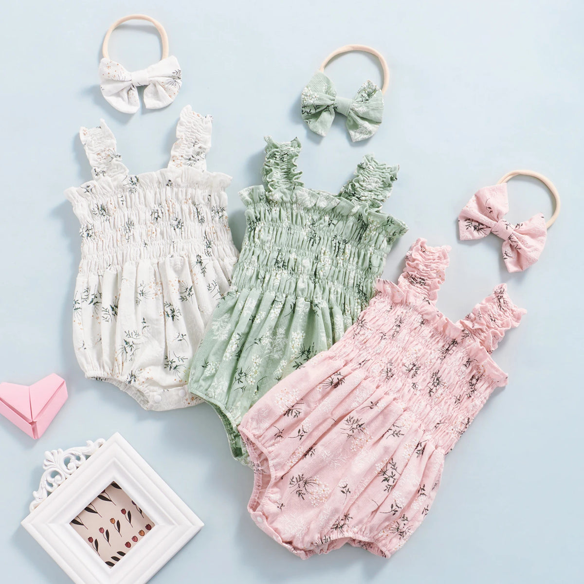 Conjunto de Verano para Bebé Niña con Body Floral y Diadema
