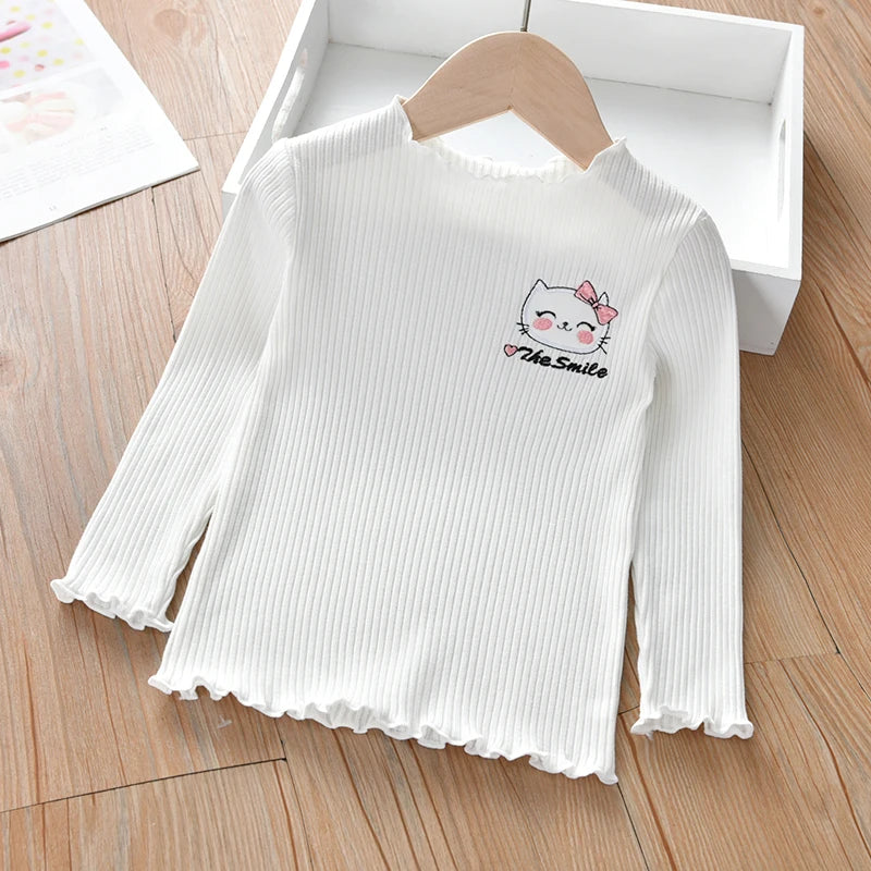 Camiseta Infantil de Algodón de Manga Larga para Niña