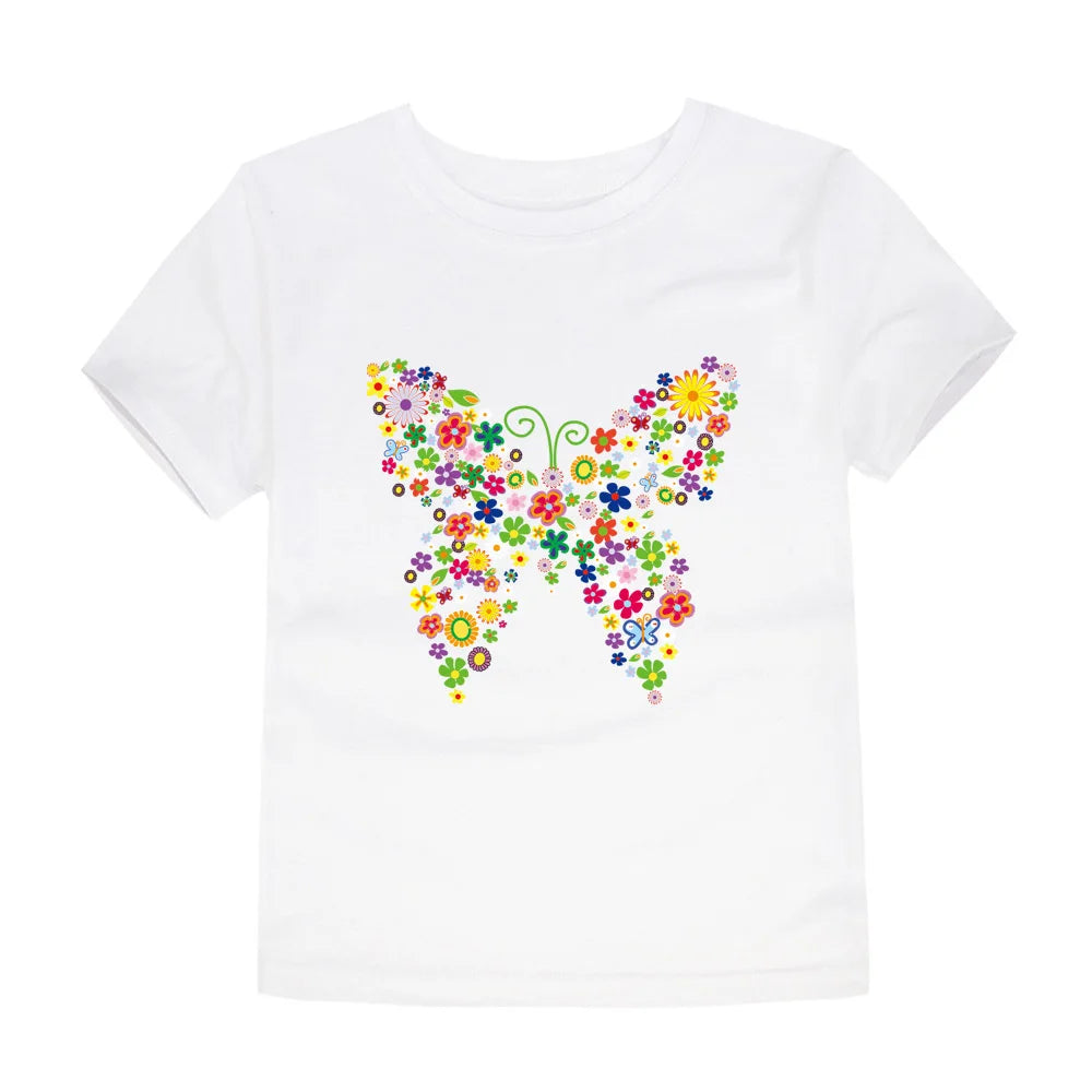 Camiseta de Algodón con Estampado Floral para Niña