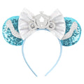 New Cinderella Cute Ears Headband Glitter Rhinestones Princess Minnie Mouse Bow Hairband Party Girls Cosplay Hair Accessories