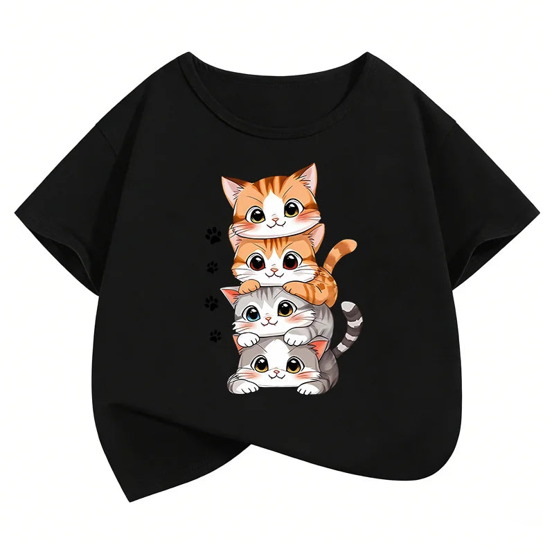 Camiseta Infantil con Estampado de Gatito