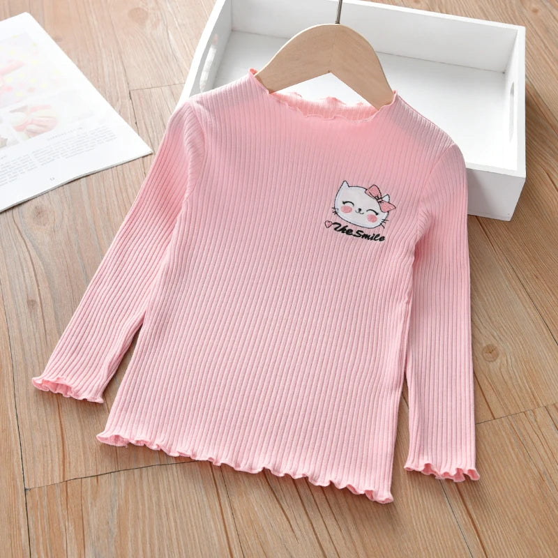 Camiseta Infantil de Algodón de Manga Larga para Niña