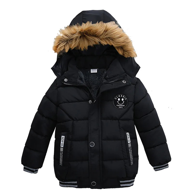 Chaqueta Infantil de Invierno con Capucha y Estampado para Niño