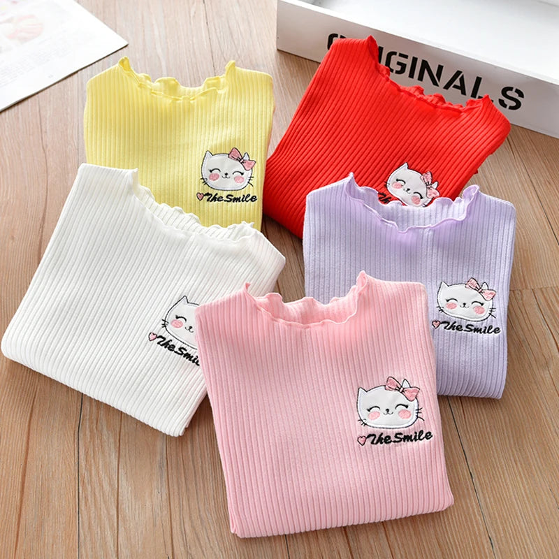 Camiseta Infantil de Algodón de Manga Larga para Niña