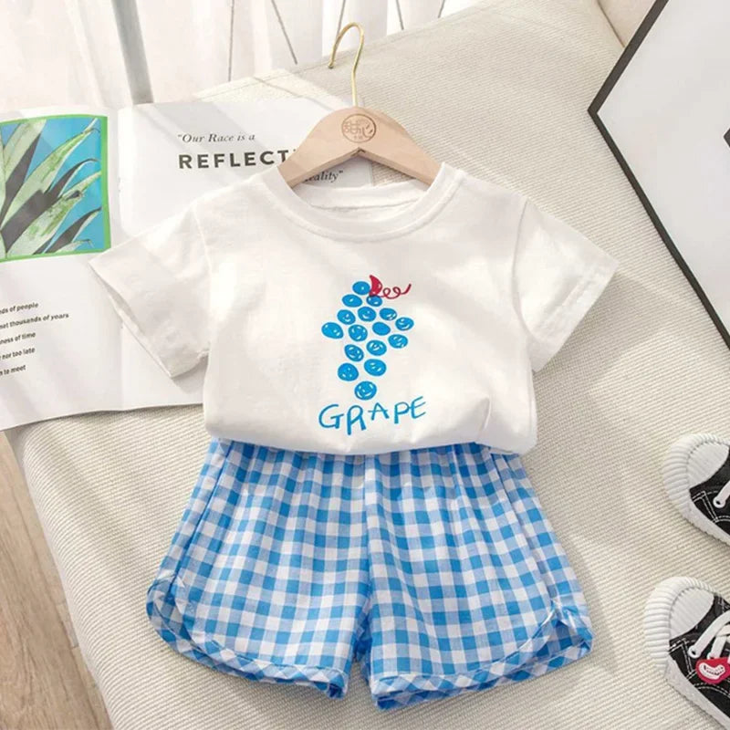 Kids' Summer Outfit with Fruit Print