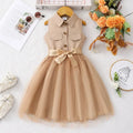 Vestido Infantil Casual de Línea A con Cuello Camisero