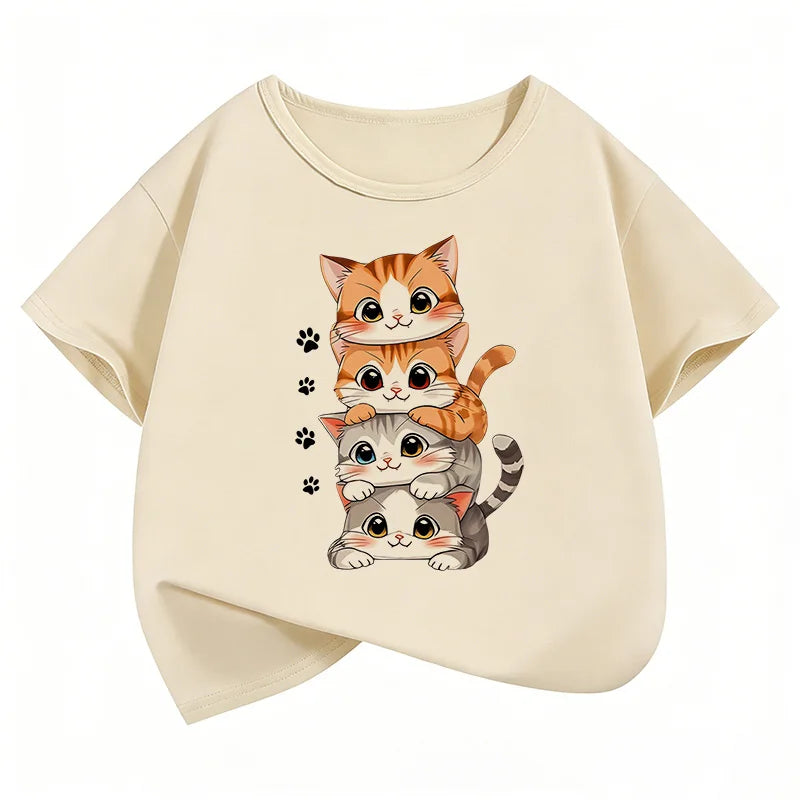 Camiseta Infantil con Estampado de Gatito