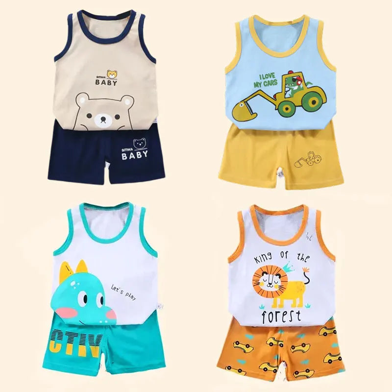 Conjunto Infantil de Algodón con Camiseta sin Mangas y Short