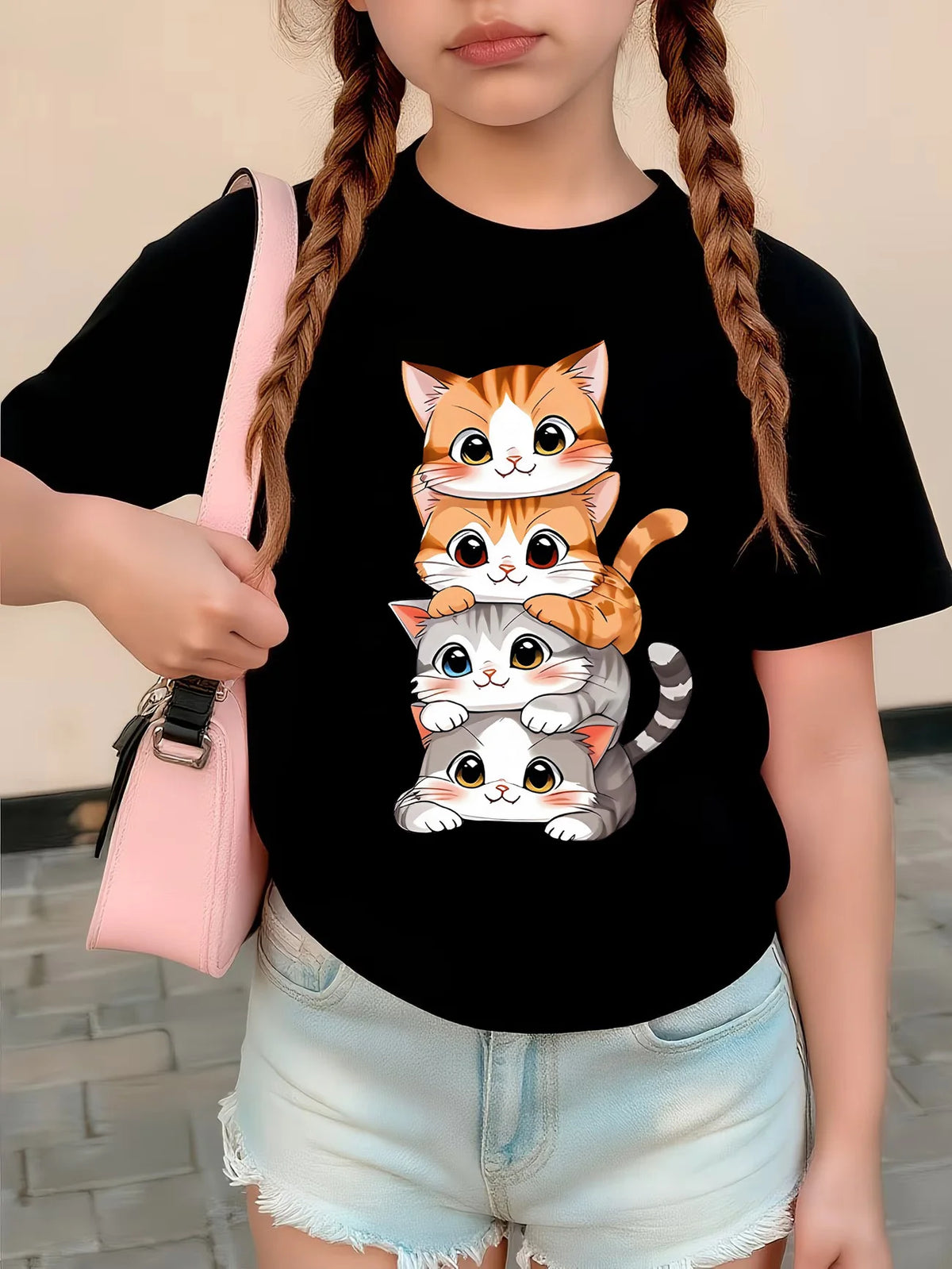 Camiseta infantil con estampado de gatito