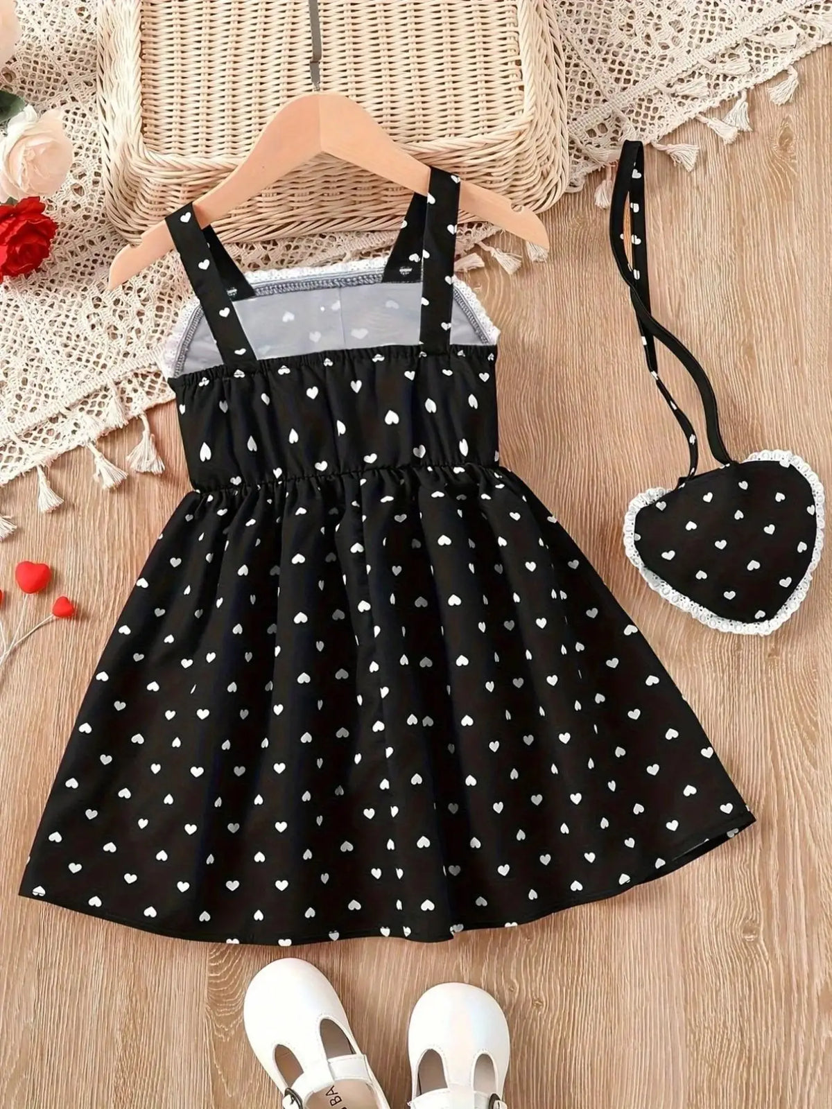 Girls' Summer Dress with Heart Print